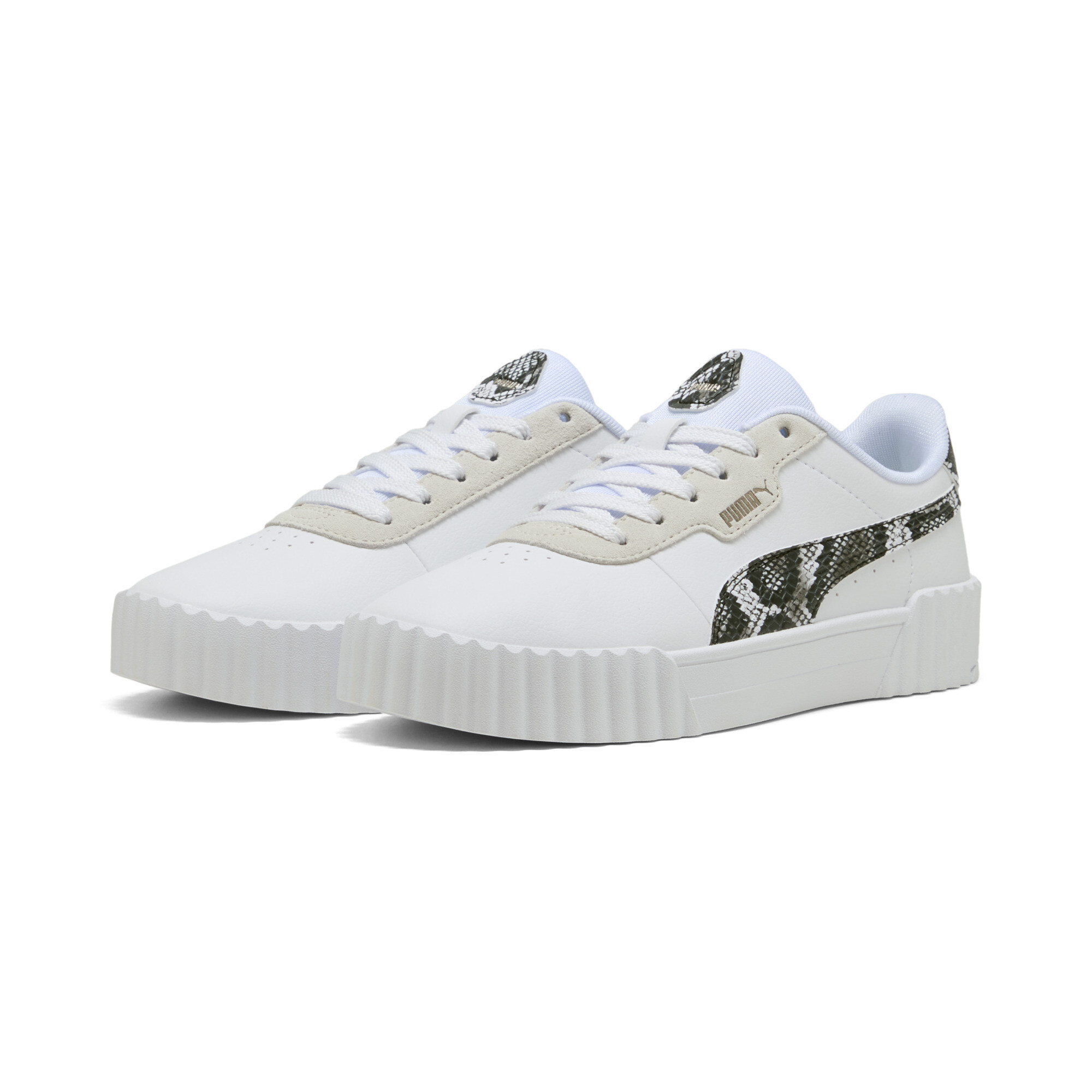 Women's Puma Carina 3.0 Snake Chic, White, Size 38.5, Shoes