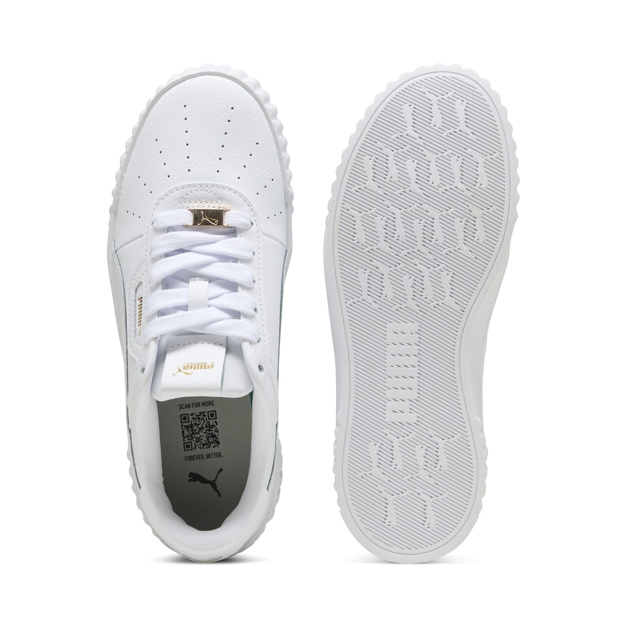 PUMA Carina 3.0 Luxe sneakers voor Dames, Wit/Goud, Maat 38 thumbnail 4