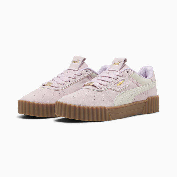 Carina 3.0 Luxe Suede Sneakers Women, Rose Mauve-Warm White-PUMA Gold, large-MEX