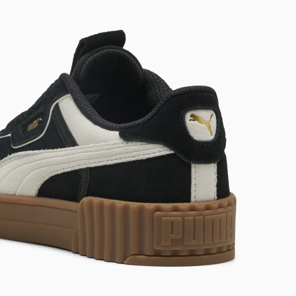 Zapatillas Carina 3.0 Luxe Gamuza para mujer, PUMA Black-Warm White-PUMA Gold, large-ARG