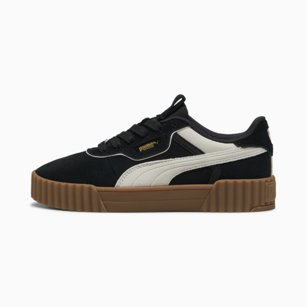 Zapatillas Carina 3.0 Luxe Gamuza para mujer, PUMA Black-Warm White-PUMA Gold, large-ARG