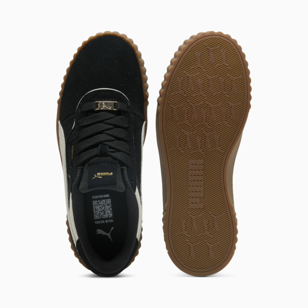 Zapatillas Carina 3.0 Luxe Gamuza para mujer, PUMA Black-Warm White-PUMA Gold, large-ARG
