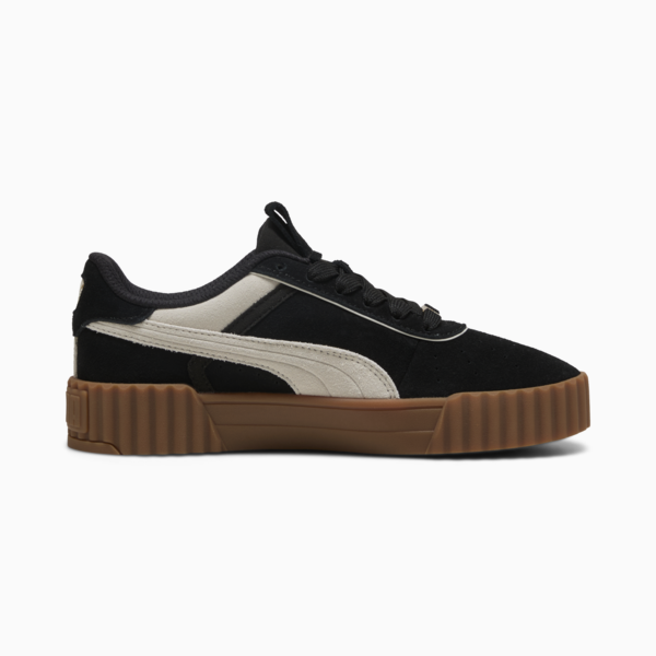 Zapatillas Carina 3.0 Luxe Gamuza para mujer, PUMA Black-Warm White-PUMA Gold, large-ARG