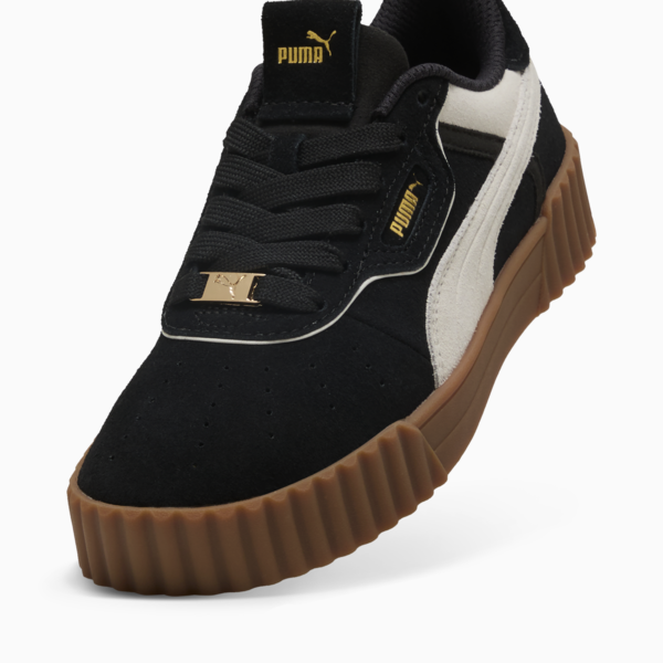 Zapatillas Carina 3.0 Luxe Gamuza para mujer, PUMA Black-Warm White-PUMA Gold, large-ARG