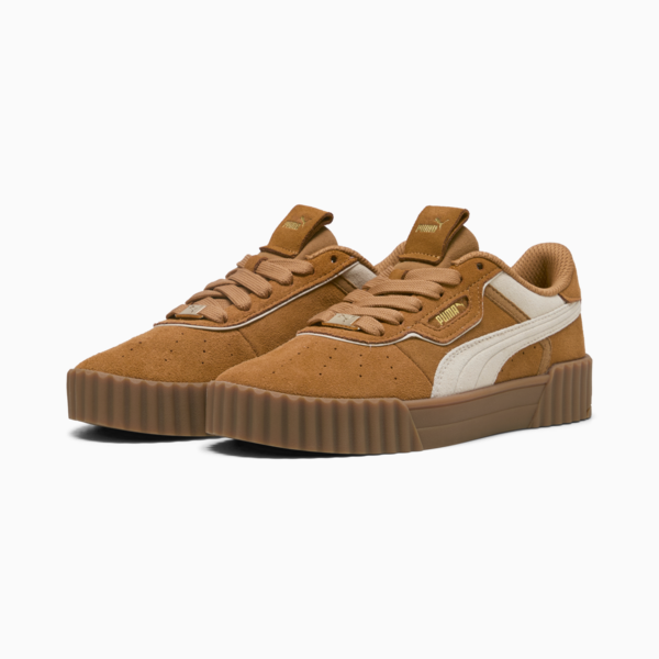 Zapatillas Carina 3.0 Luxe Gamuza para mujer, Caramel Latte-Alpine Snow-PUMA Gold, large-ARG