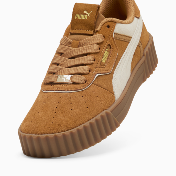 Zapatillas Carina 3.0 Luxe Gamuza para mujer, Caramel Latte-Alpine Snow-PUMA Gold, large-ARG