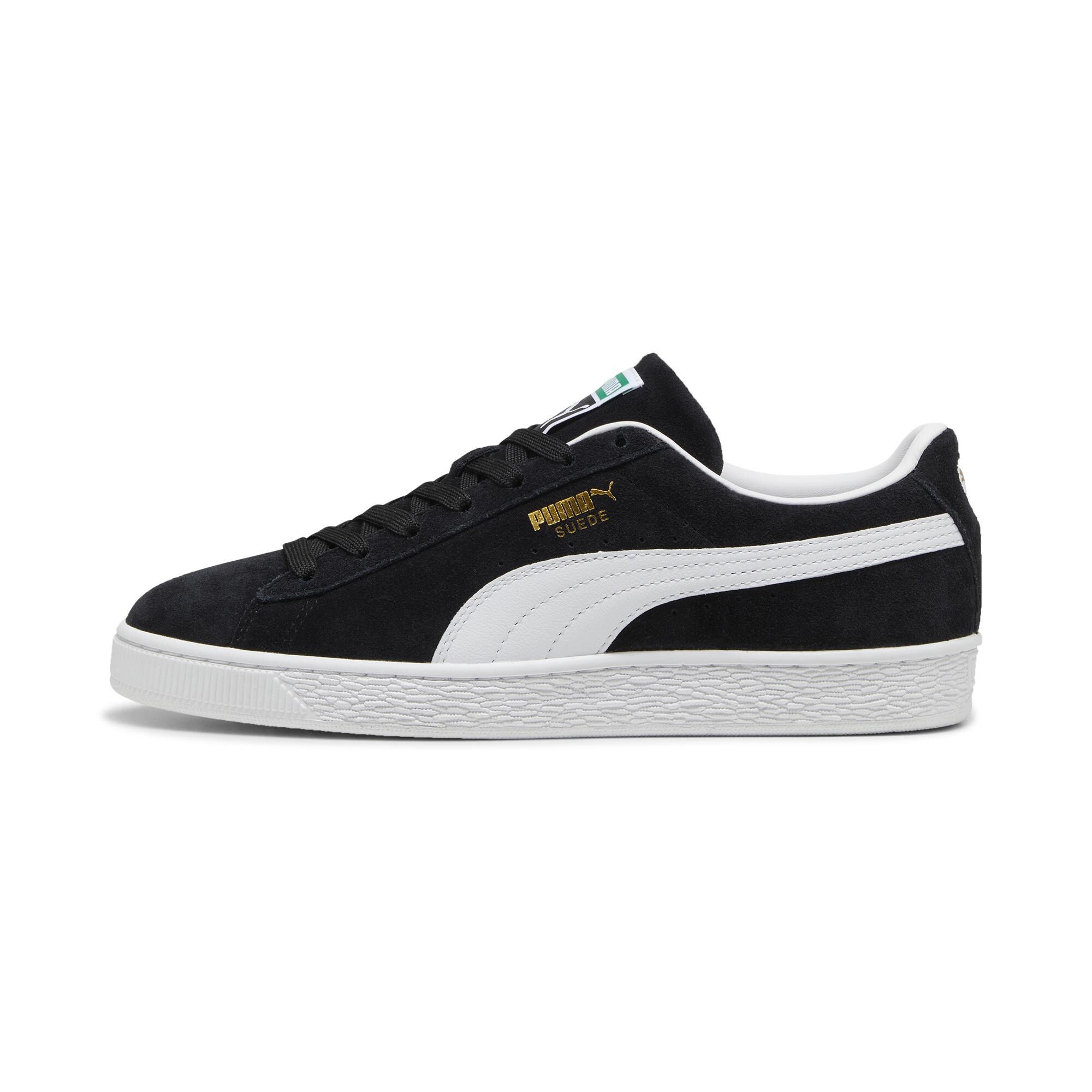 Puma Stamped-logo Suede Platform Sneakers In Black