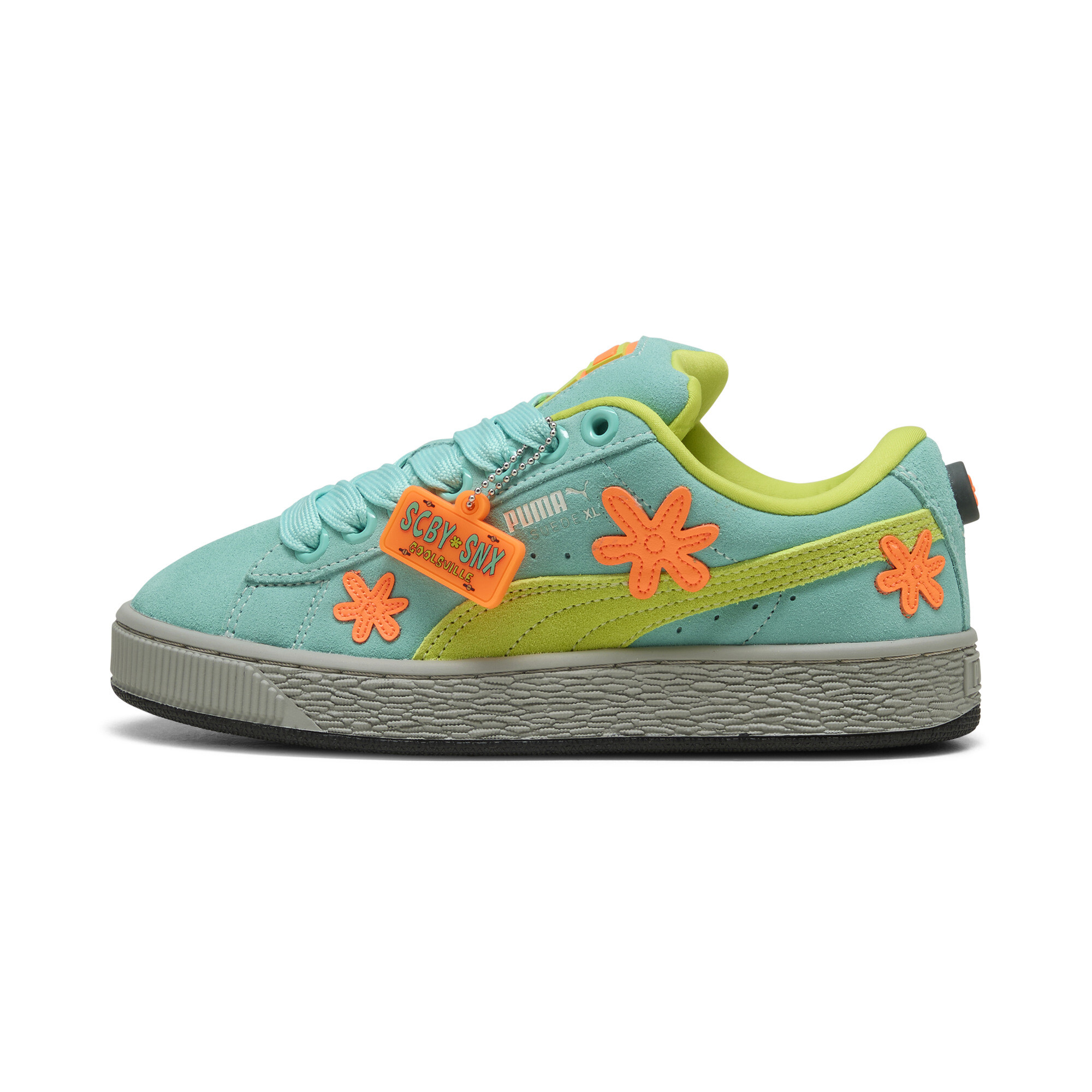 Puma Suede XL Scooby Doo Sneakers Teenager Schuhe Für Für Kinder | Mit Floral | Lime Smash/Aquatic/Heat Fire | Größe: 38...