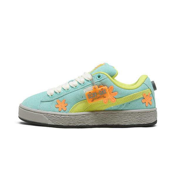 PUMA Suede XL Scooby Doo Sneakers in Lime Smash/Aquatic/Heat Fire - 400792_01