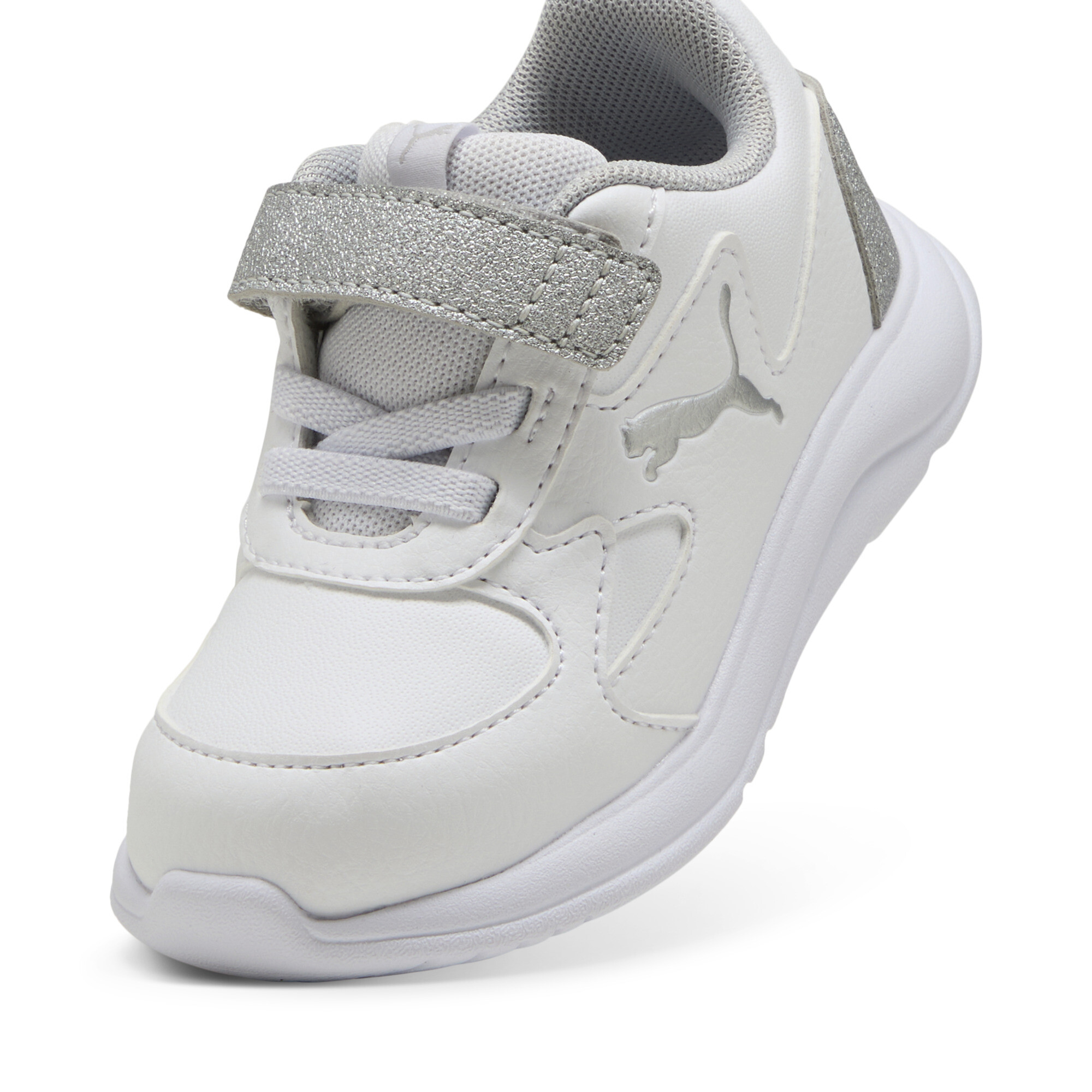 Puma Fun Racer Metallic Sneakers Toddlers, White, Size 25, Shoes