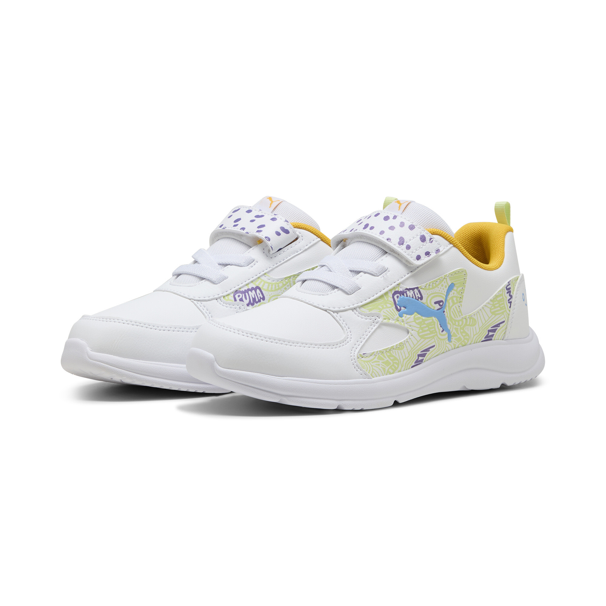 Puma Fun Racer Scribble Sneakers Kids, White, Size 32, Shoes