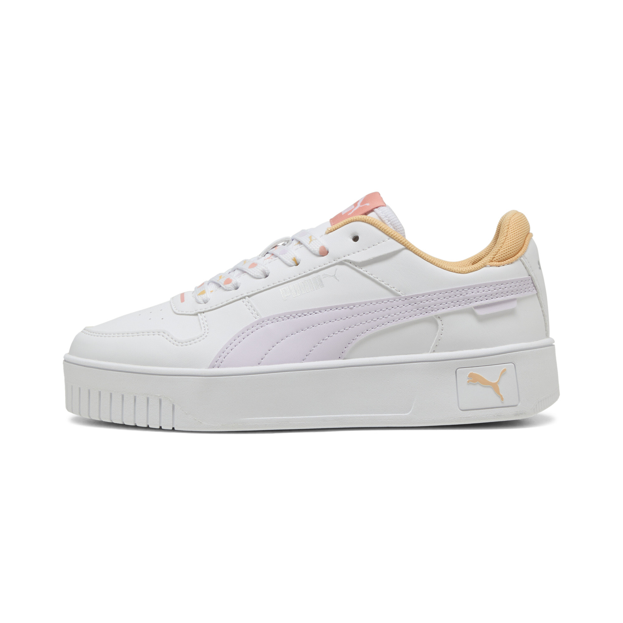 Puma Carina Street Lacey Sneakers Teenager Schuhe Für Damen Für Kinder | White/Lilac Frost/Almost Apricot | Größe: 38.5