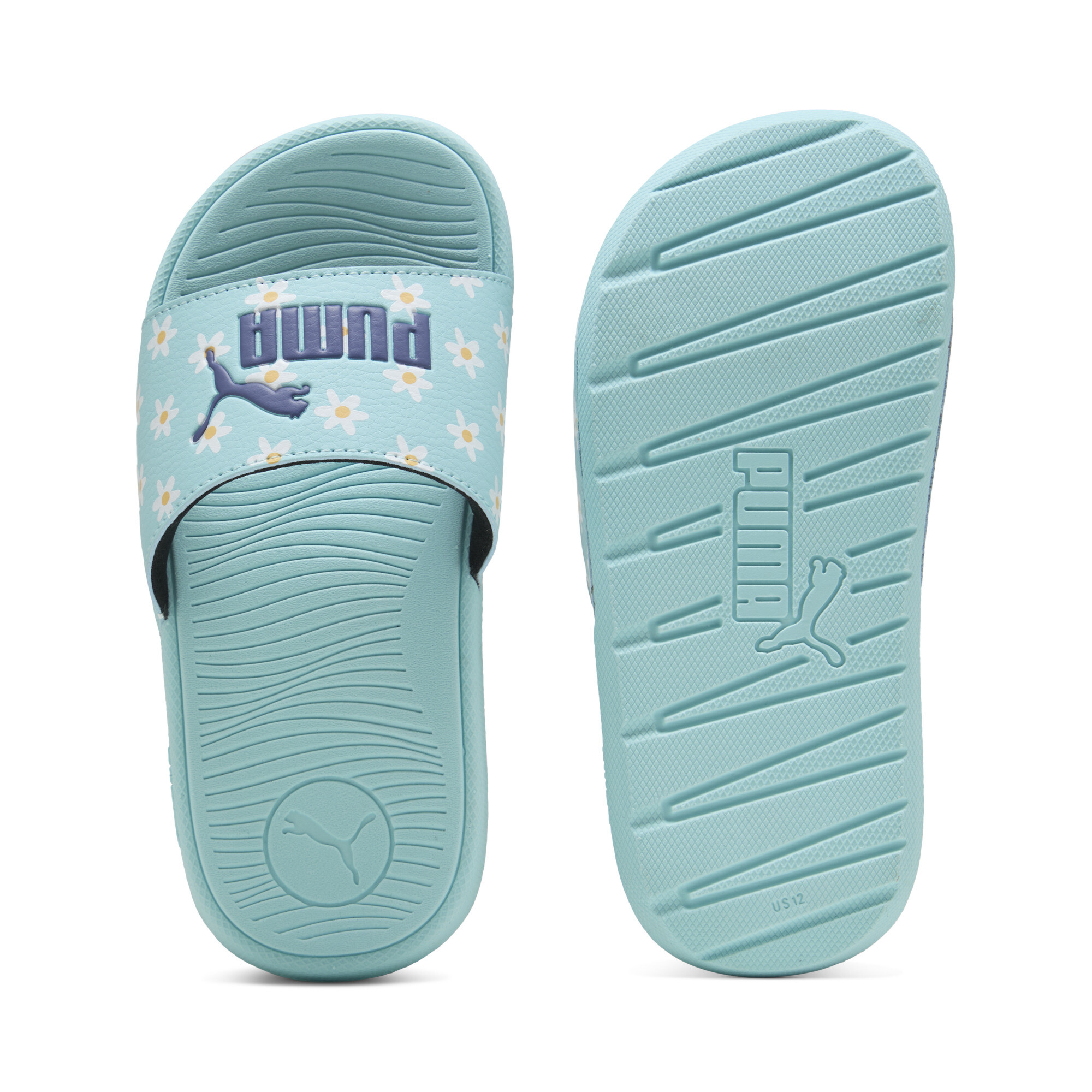 Puma Cool Cat 2.0 Daisies Slides Kinder | Mit Print | Safe Lake/Blue Crystal/White | Größe: 29