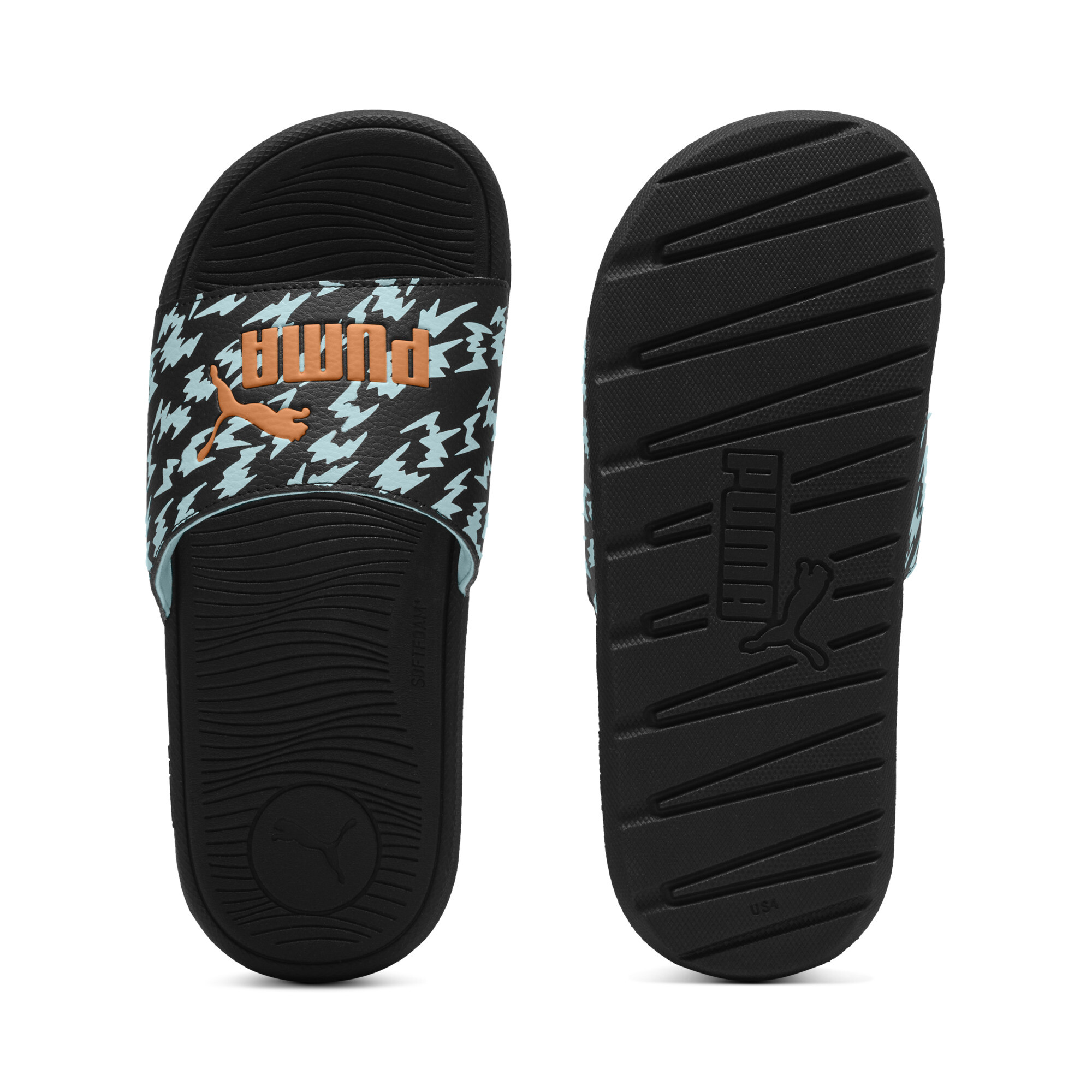 Puma Cool Cat Poised 2 Race Slides Teenager Für Für Kinder | Mit Plain | Black/Orange Glo/Safe Lake | Größe: 39