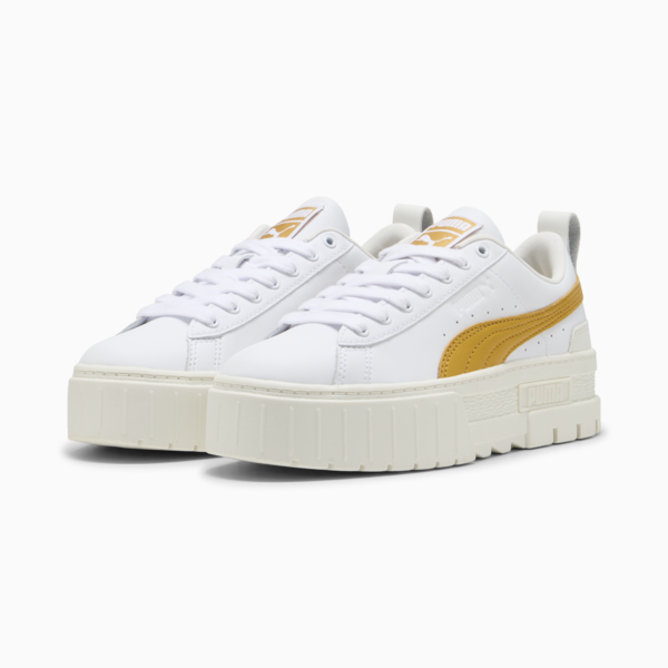Zapatillas Mayze Lux para mujer, PUMA White-Archive Gold, large-ARG