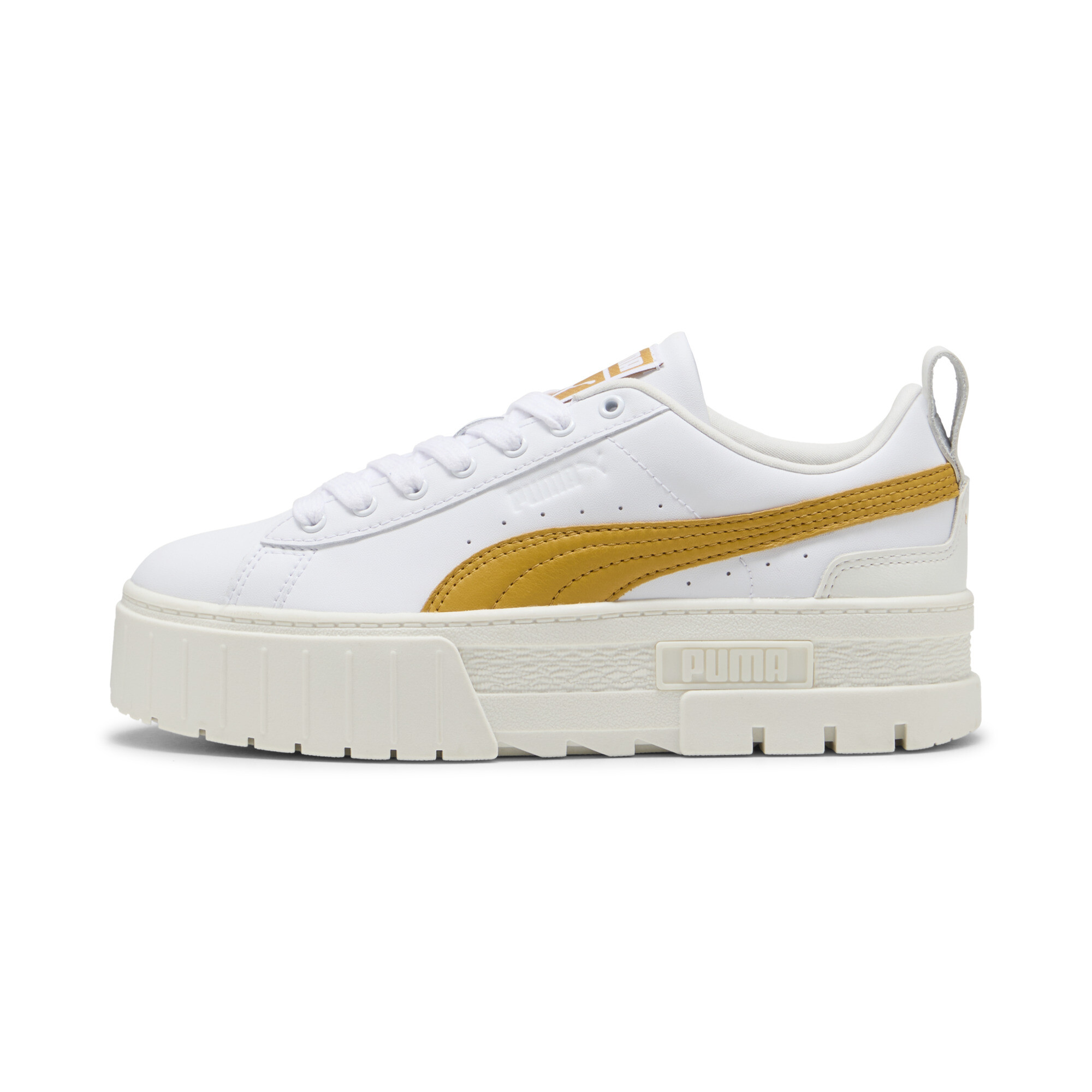 Puma Mayze Lux Sneakers Damen Schuhe | Mit Plain | White/Archive Gold | Größe: 35.5