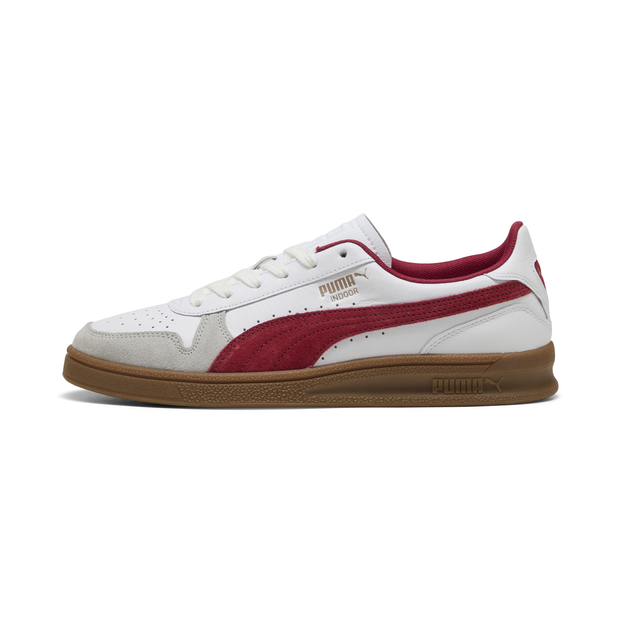 Puma Indoor Sneakers Unisex Schuhe | Mit Plain | White/Dark Crimson/Gum | Größe: 44