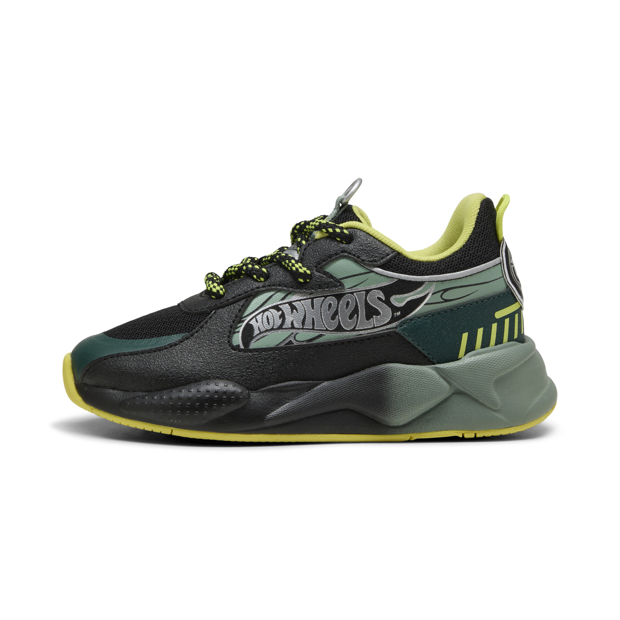 Puma x HOT WHEELS™ RS-X Sneakers Kinder Schuhe | Black/Green Moon | Größe: 28