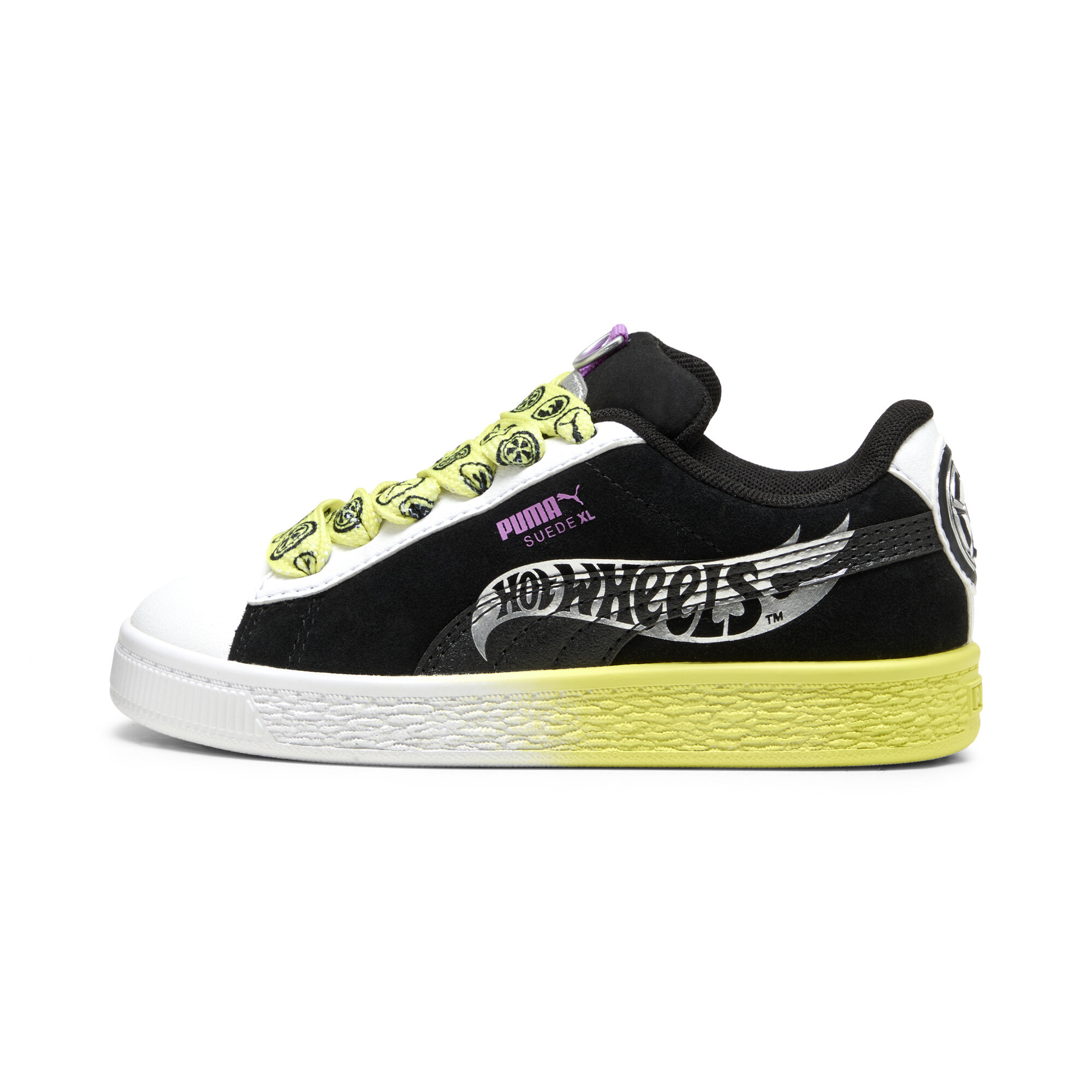 Puma x HOT WHEELS™ Suede XL Sneakers Kinder Schuhe | Black/White/Lemon Sherbert | Größe: 28