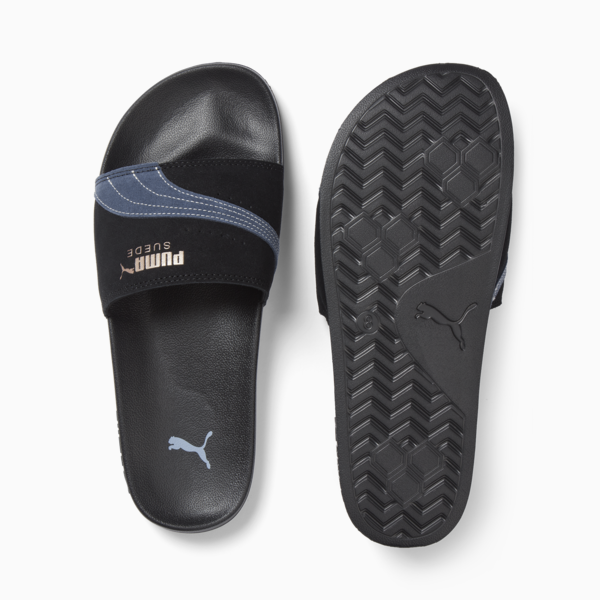 PUMA x DAVIDO Leadcat 2.0 Suede Slides Unisex, PUMA Black-Club Navy-Rose Gold, large-ZAF