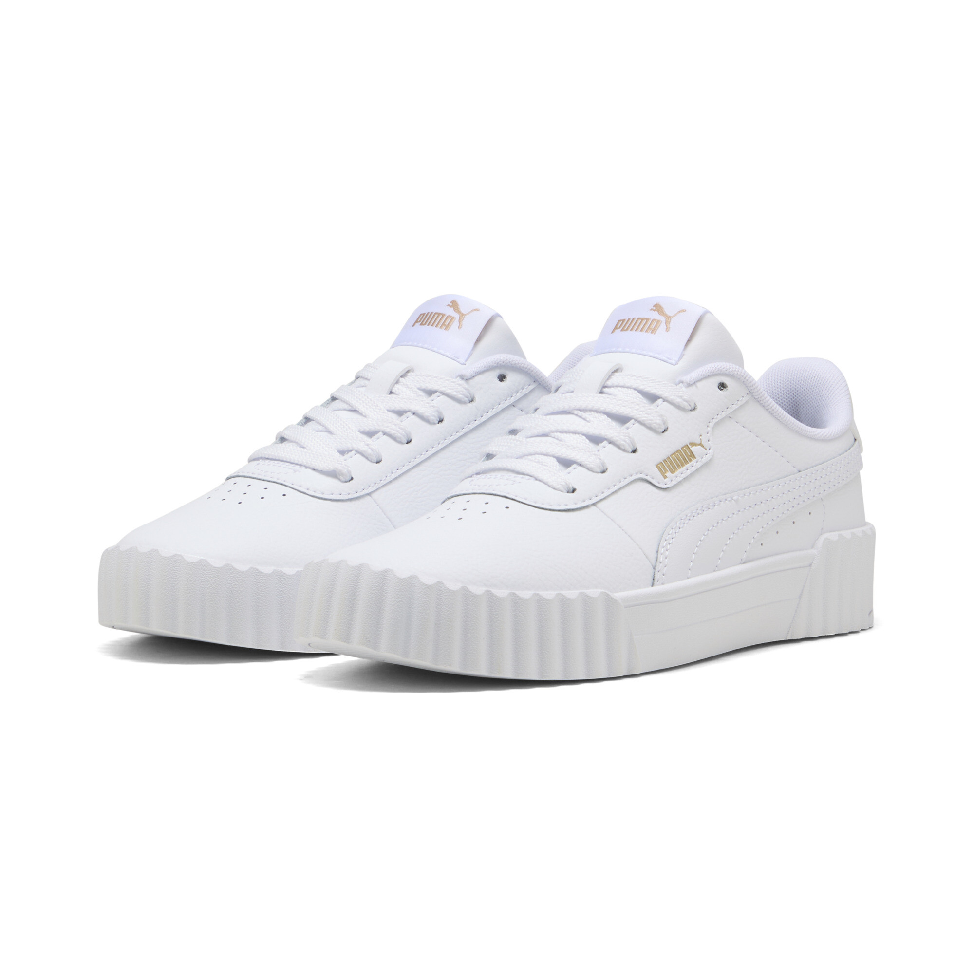 PUMA Carina 3.0 sneakers voor Dames, Wit/Goud, Maat 37,5 thumbnail 6