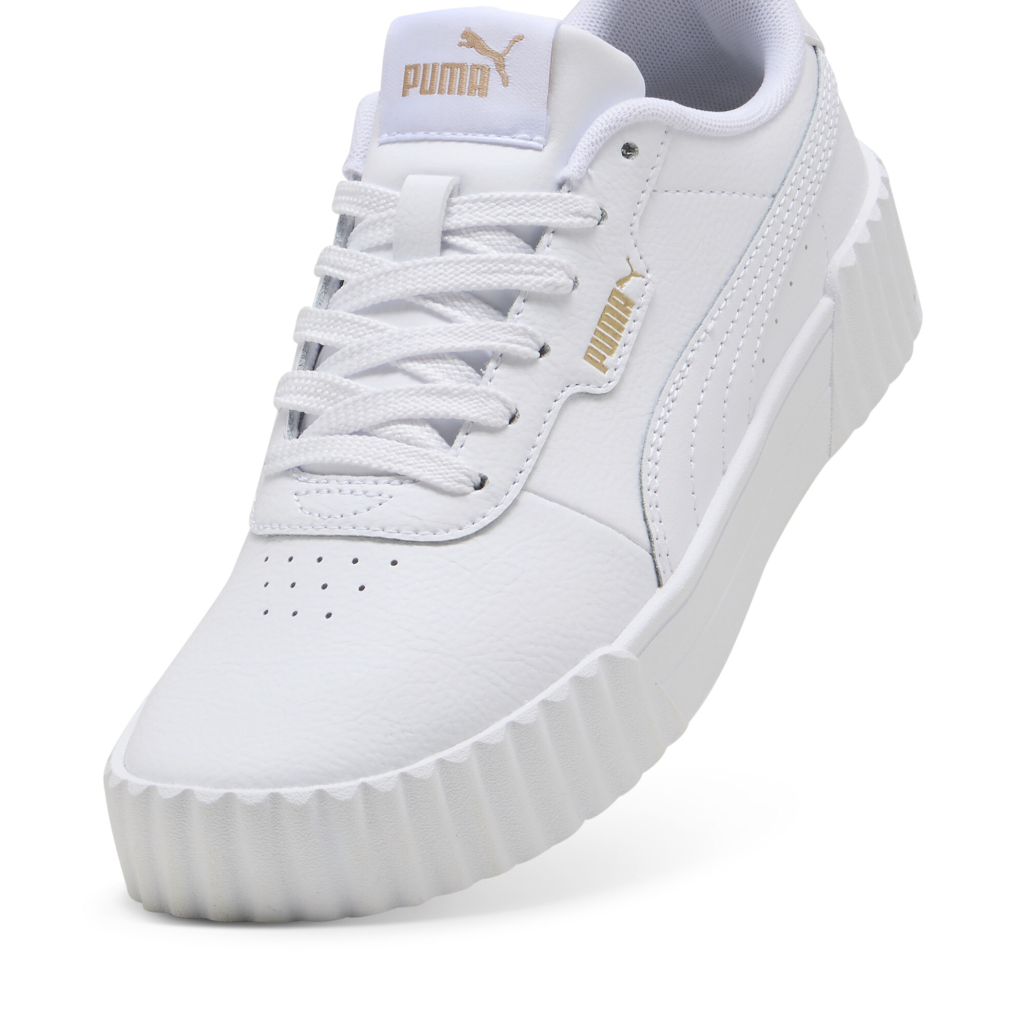 PUMA Carina 3.0 sneakers voor Dames, Wit/Goud, Maat 37,5 thumbnail 2