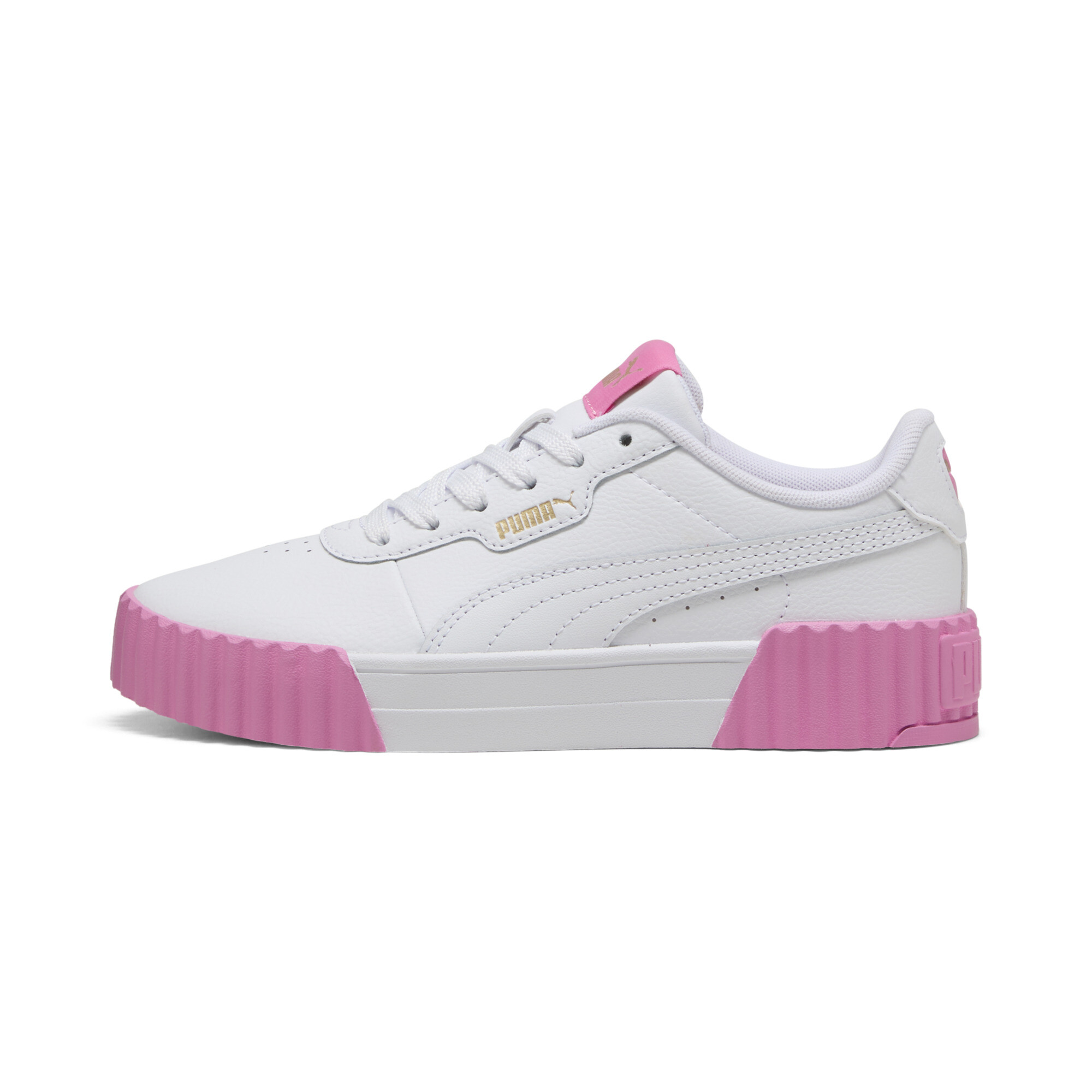 Puma Carina 3.0 Sneakers Teenager Schuhe Für Damen Für Kinder | Mit Plain | White/Gold/Posie Pink | Größe: 38.5