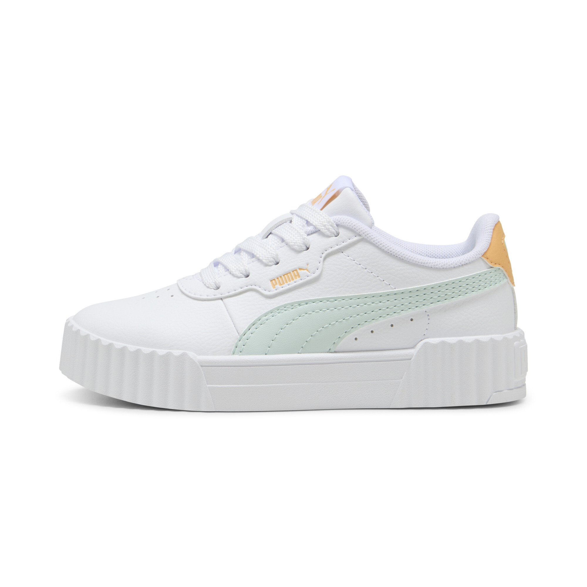 Puma Carina 3.0 Sneakers Kinder Schuhe | Mit Plain | White/Peaceful Blue/Almost Apricot | Größe: 33