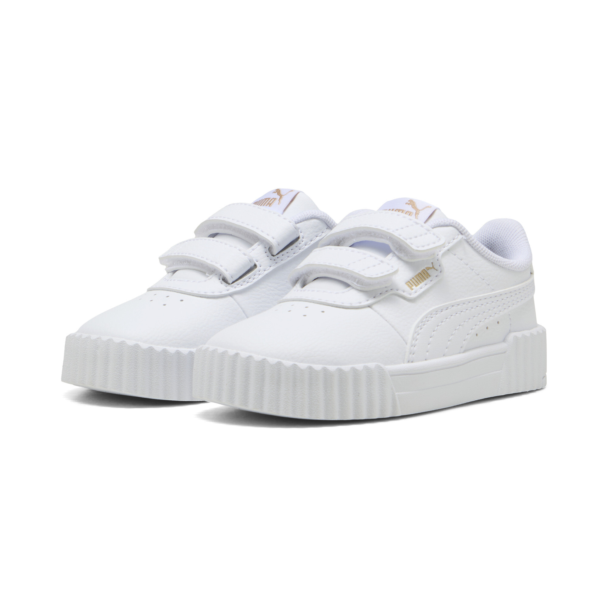 PUMA Carina 3.0 Holo sneakers voor Dames, Wit/Goud, Maat 19 thumbnail 6