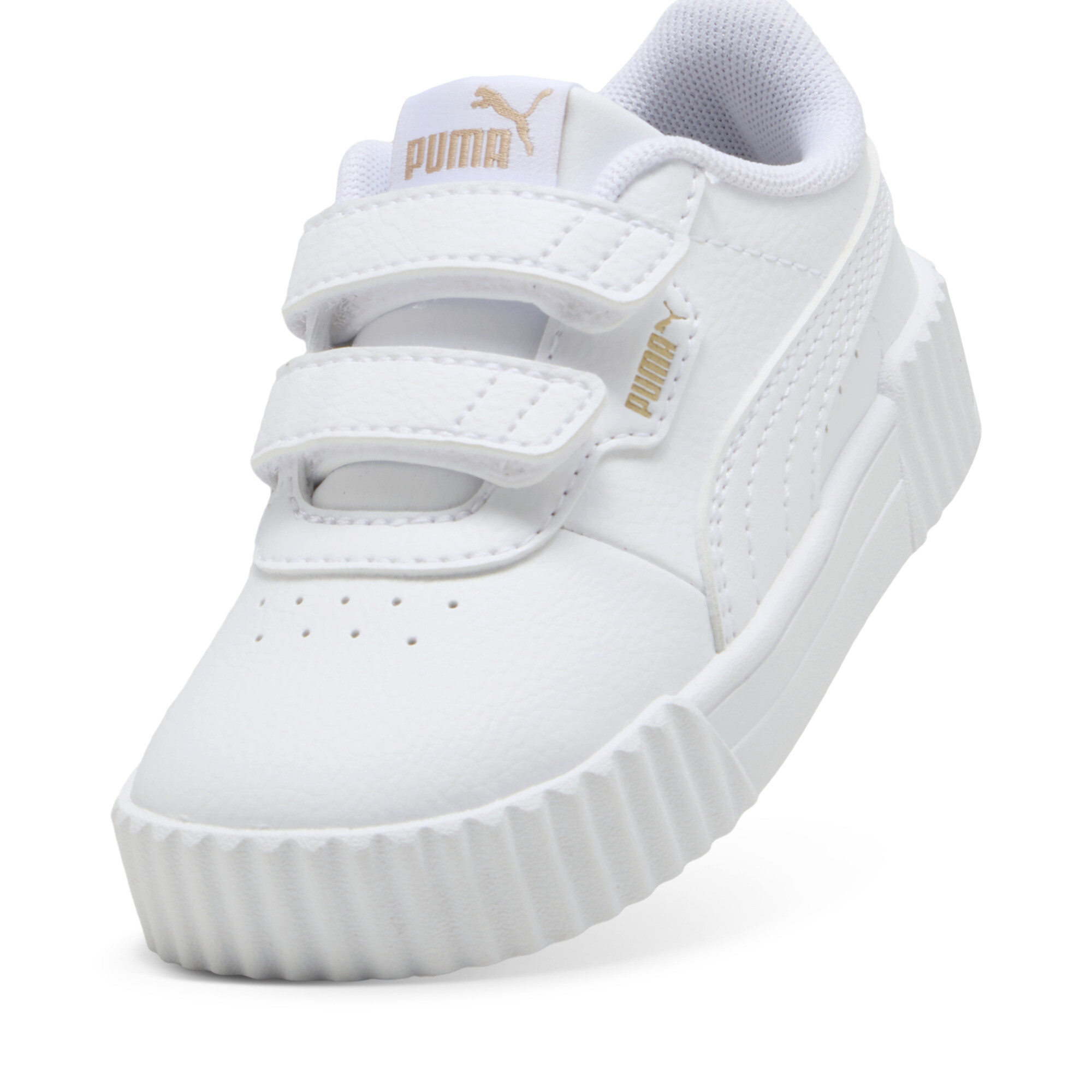 PUMA Carina 3.0 Holo sneakers voor Dames, Wit/Goud, Maat 19 thumbnail 2