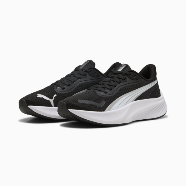 Pounce Lite Running Shoes Youth, PUMA Black-PUMA White-PUMA Silver, large-ZAF