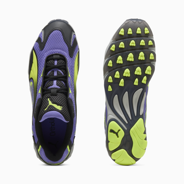 Inhale Sneakers Unisex, Dark Amethyst-Yellow Alert, large-ZAF