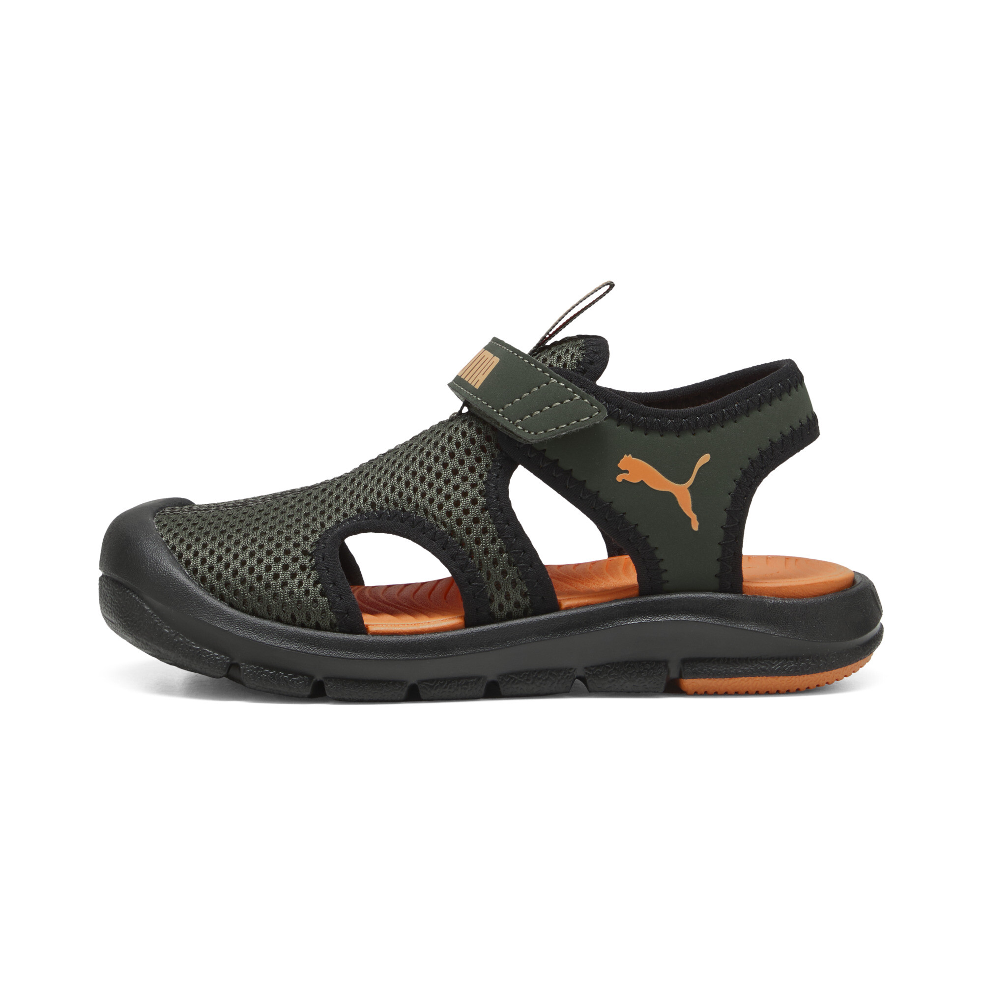 Puma Fun Racer Mesh Sandalen Kinder | Dark Olive/Rickie Orange/Black | Größe: 31