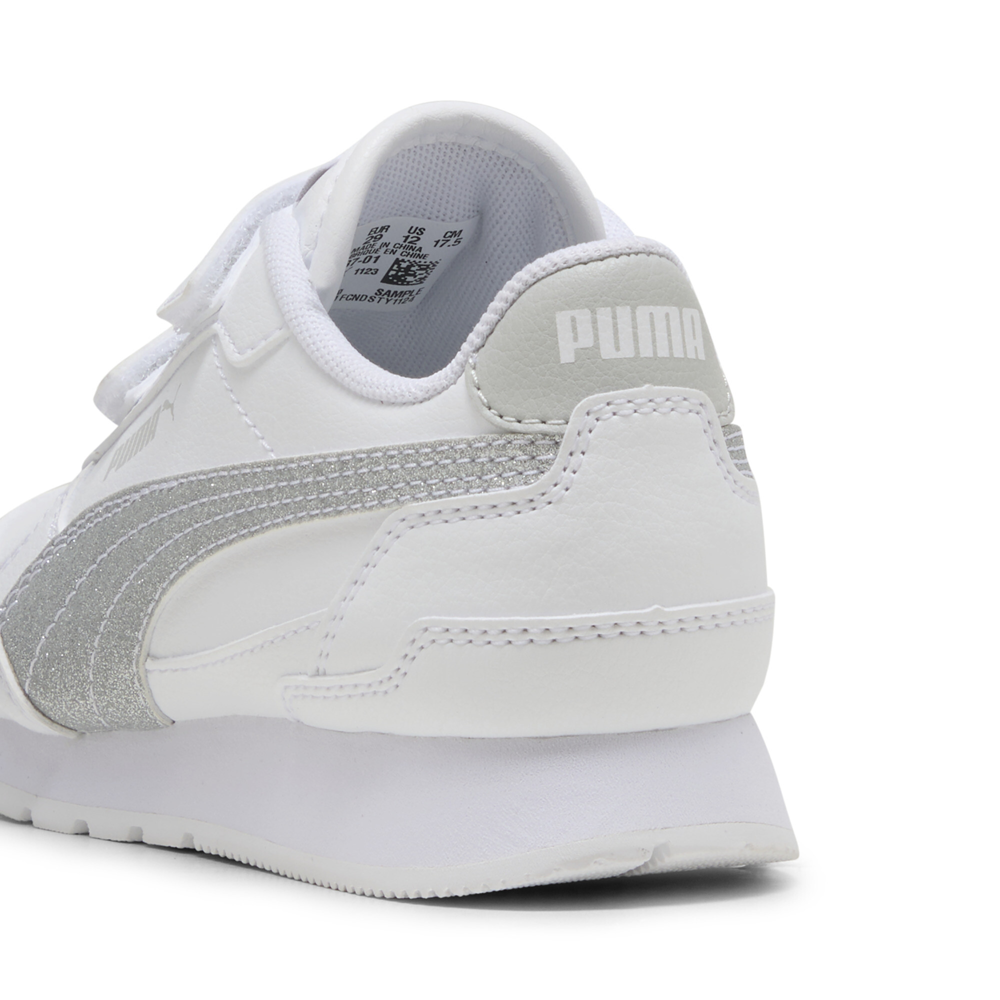 PUMA ST Runner v4 Glitter sneakers voor Dames, Grijs/Wit/Zilver, Maat 30 thumbnail 5