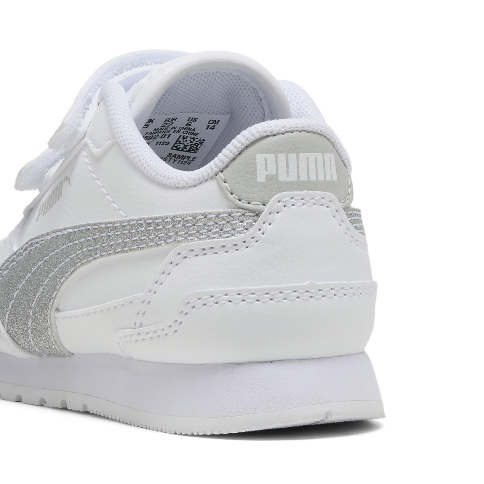 PUMA ST Runner v4 Glitter sneakers voor Dames, Grijs/Wit/Zilver, Maat 21 thumbnail 5