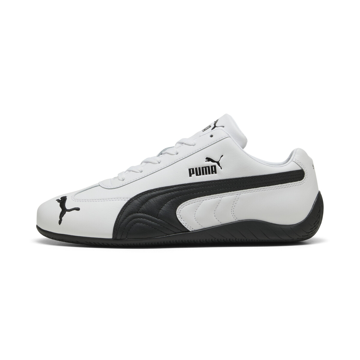 Speedcat Leather Sneakers Unisex in White/Black by PUMA, UK 9.5