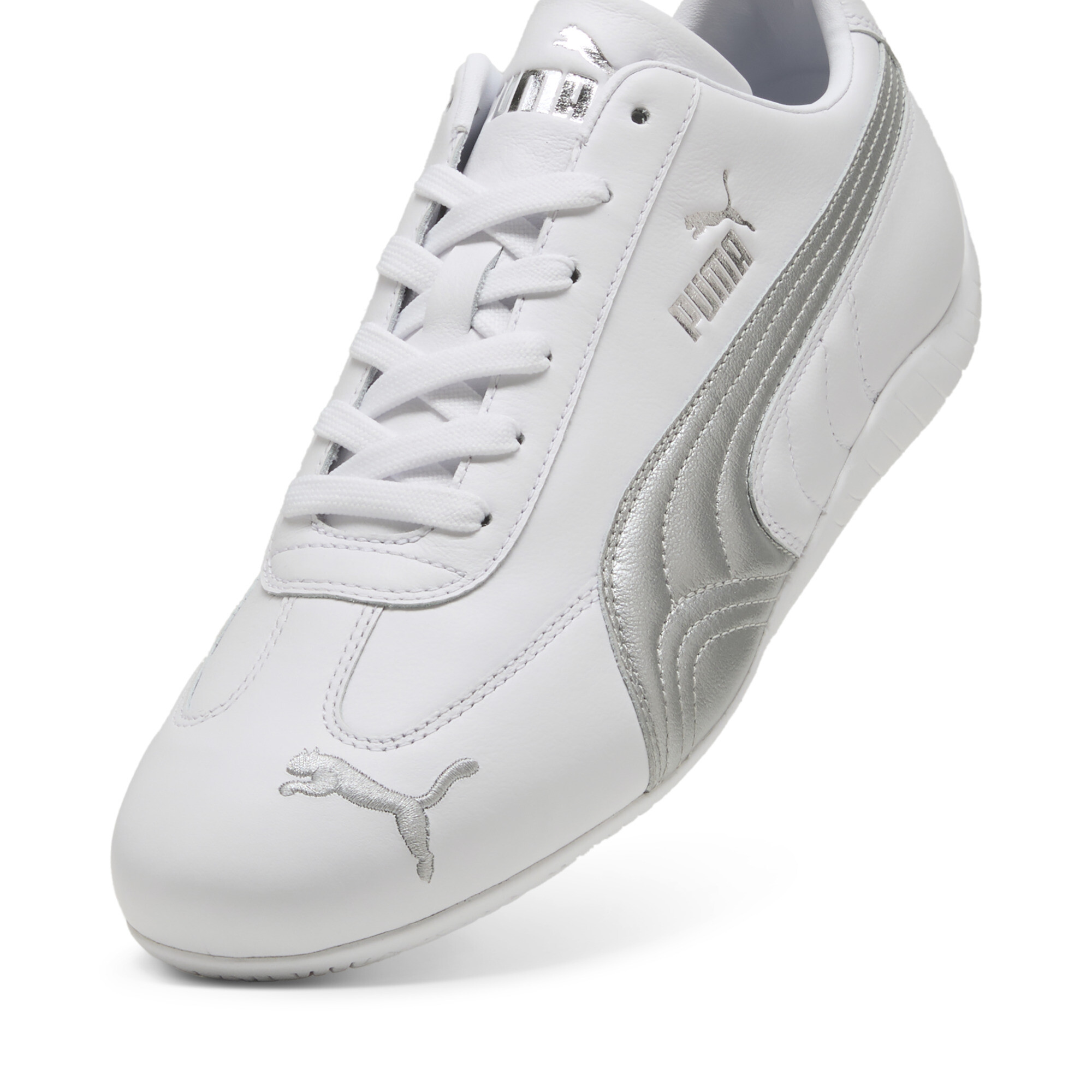 PUMA Speedcat uniseks leren sneakers voor Dames, Zilver/Wit