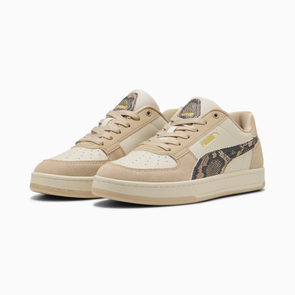 Zapatillas PUMA Caven 2.0 Snake Chic para mujer, Light Sand-Alpine Snow-Gold, large-ARG