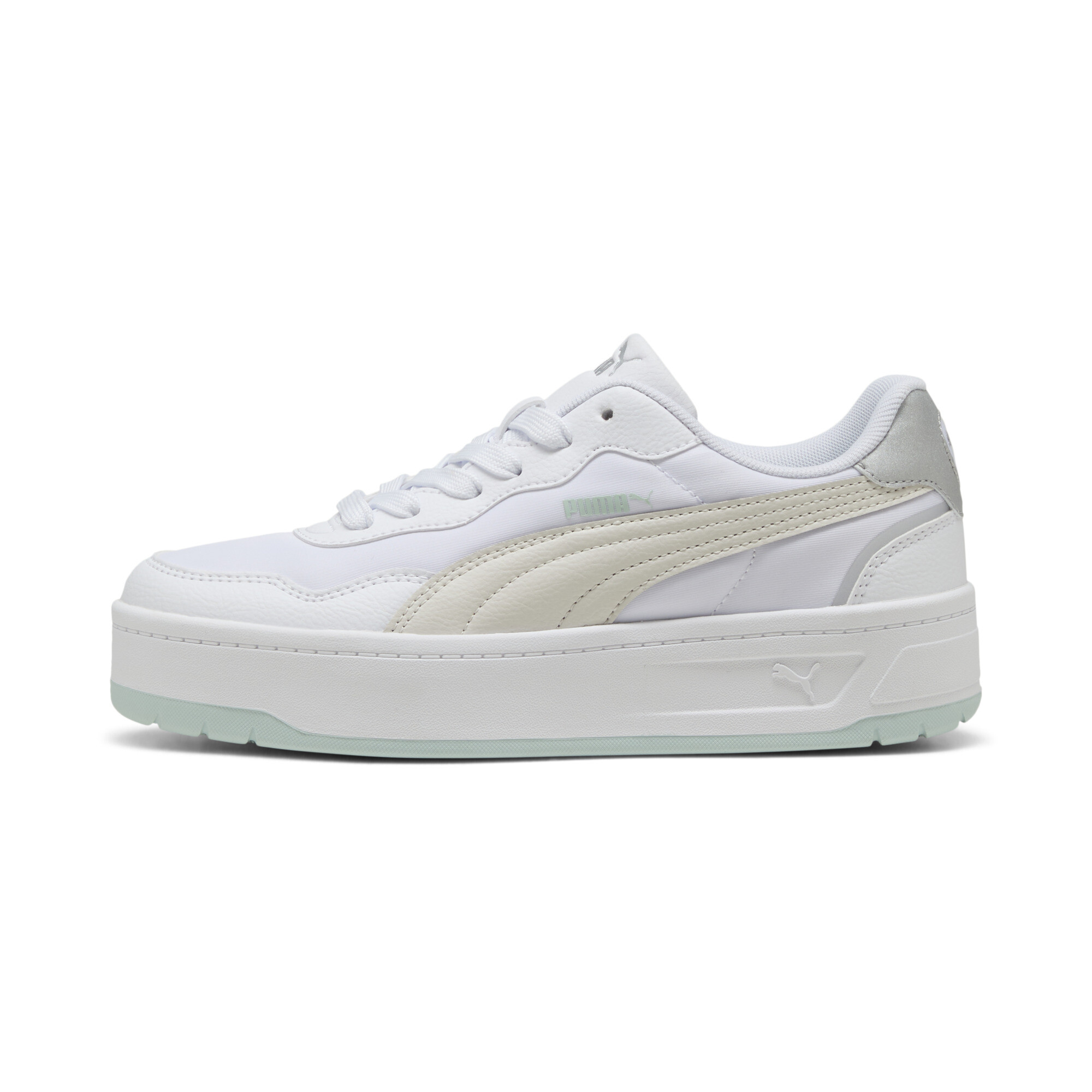 Puma Court Lally Skye Aqua Metallics Sneakers Damen Schuhe | White/Feather Gray/Peaceful Blue | Größe: 41