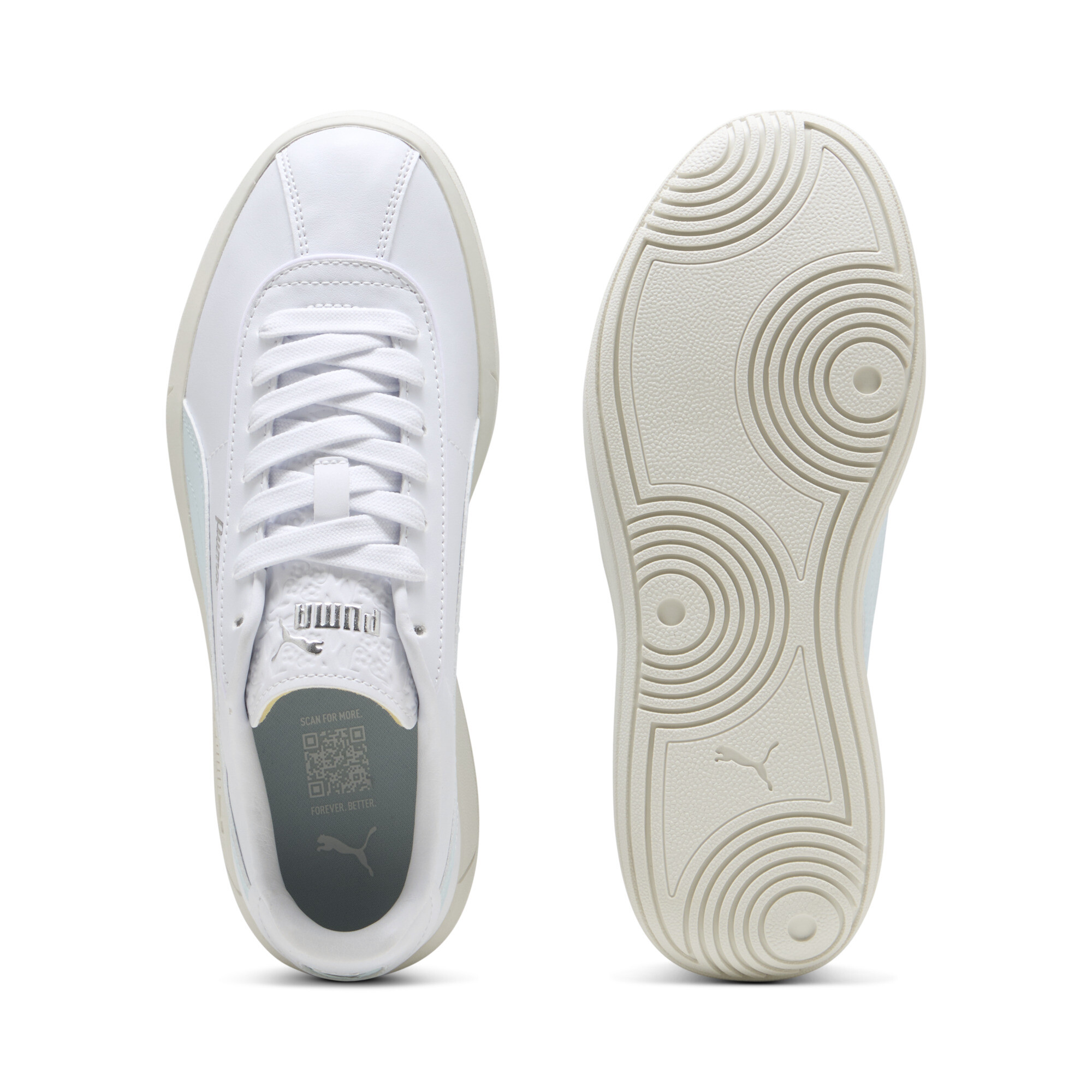 PUMA Club Klassika SL sneakers voor Dames, Wit/Zilver, Maat 38,5 thumbnail 4