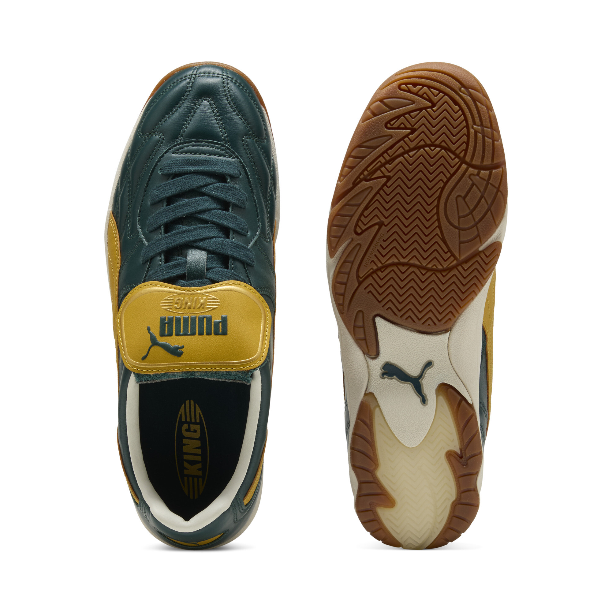 PUMA King Indoor sneakers unisex, Groen/Goud, Maat 39 thumbnail 4