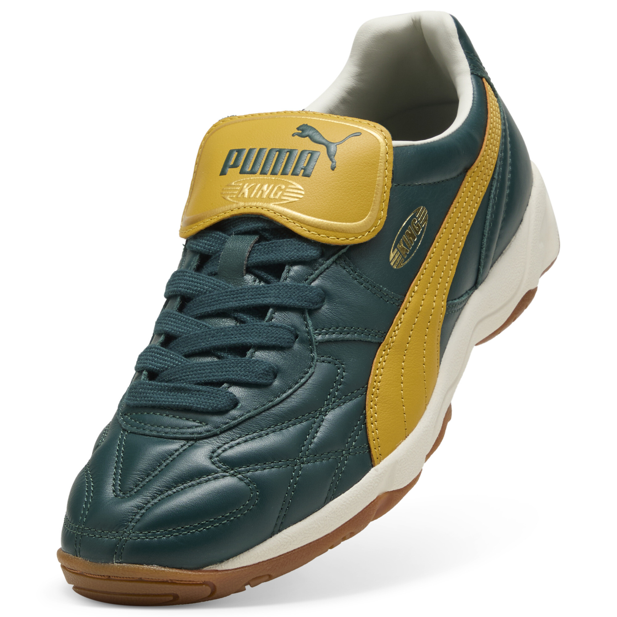 PUMA King Indoor sneakers unisex, Groen/Goud, Maat 39 thumbnail 2