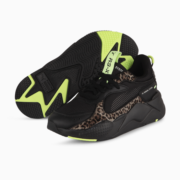 Zapatillas RS-X Animal Print para mujer, PUMA Black-PUMA Black-Fizzy Apple, large-ARG