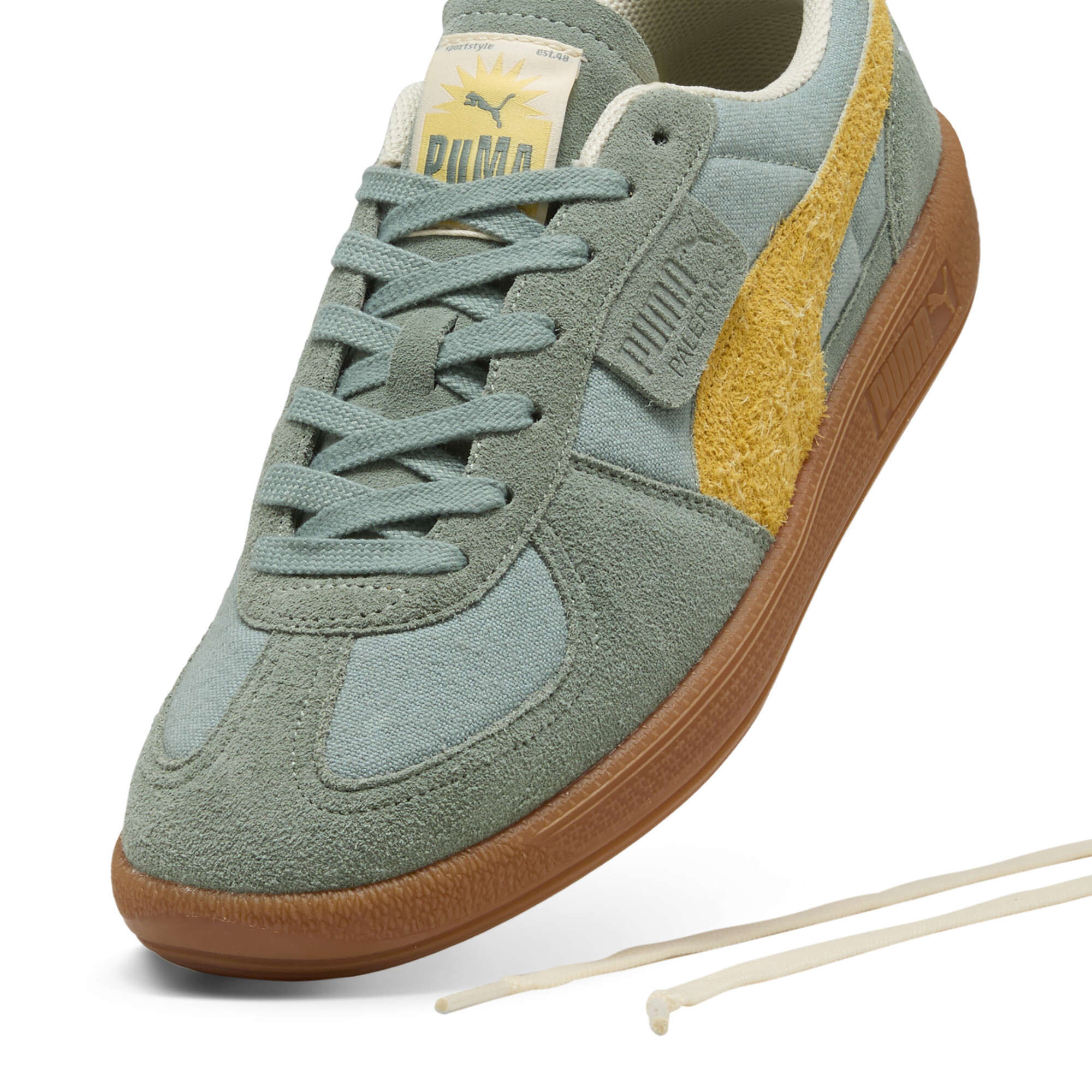 Puma Palermo Weathered Sneakers, Green, Size 43, Shoes