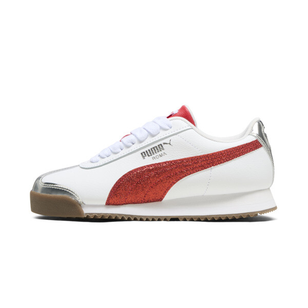 Puma Little Girls' Roma Casual Sneakers From Finish Line In White-for All Time Red- Silver