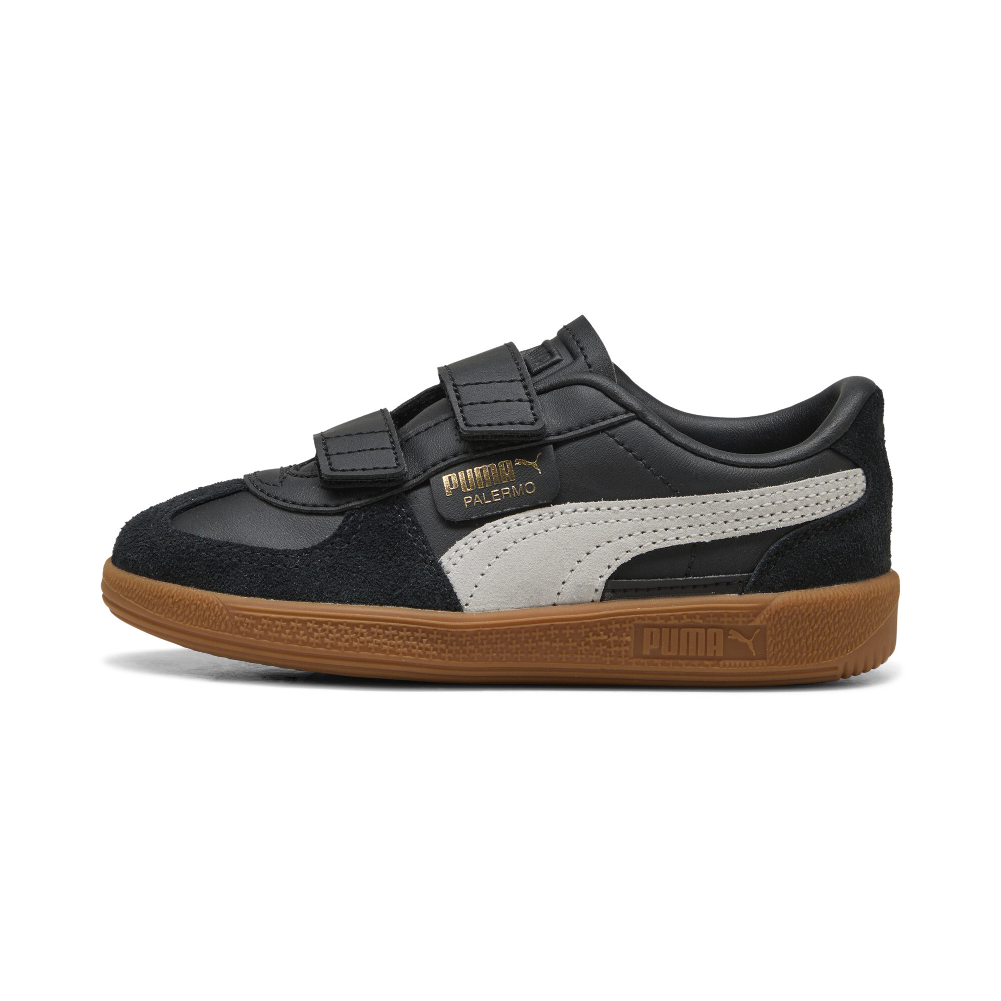 Puma Palermo Leather Hook-and-loop Sneakers Kids In Black