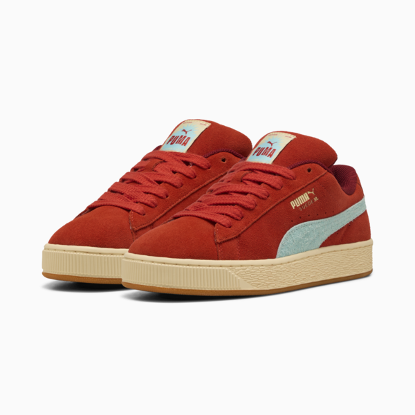 Suede XL Weathered Sneakers, Red Fire-Creamy Vanilla, large-ZAF