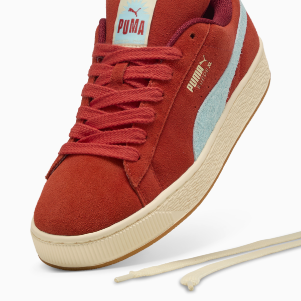 Suede XL Weathered Sneakers, Red Fire-Creamy Vanilla, large-ZAF