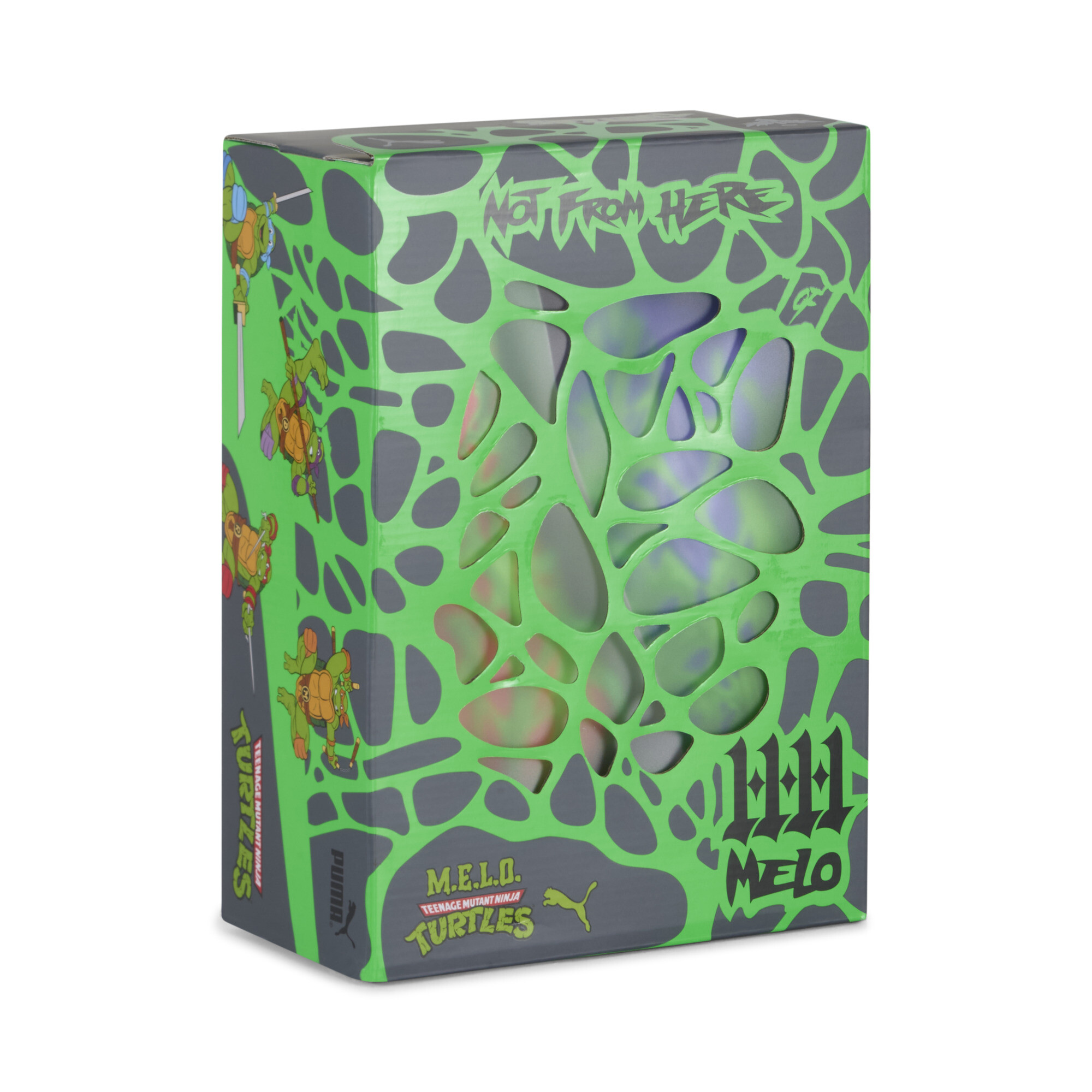PUMA HOOPS x TMNT MB.04 LM basketbalschoenen, Groen/Oranje, Maat 29