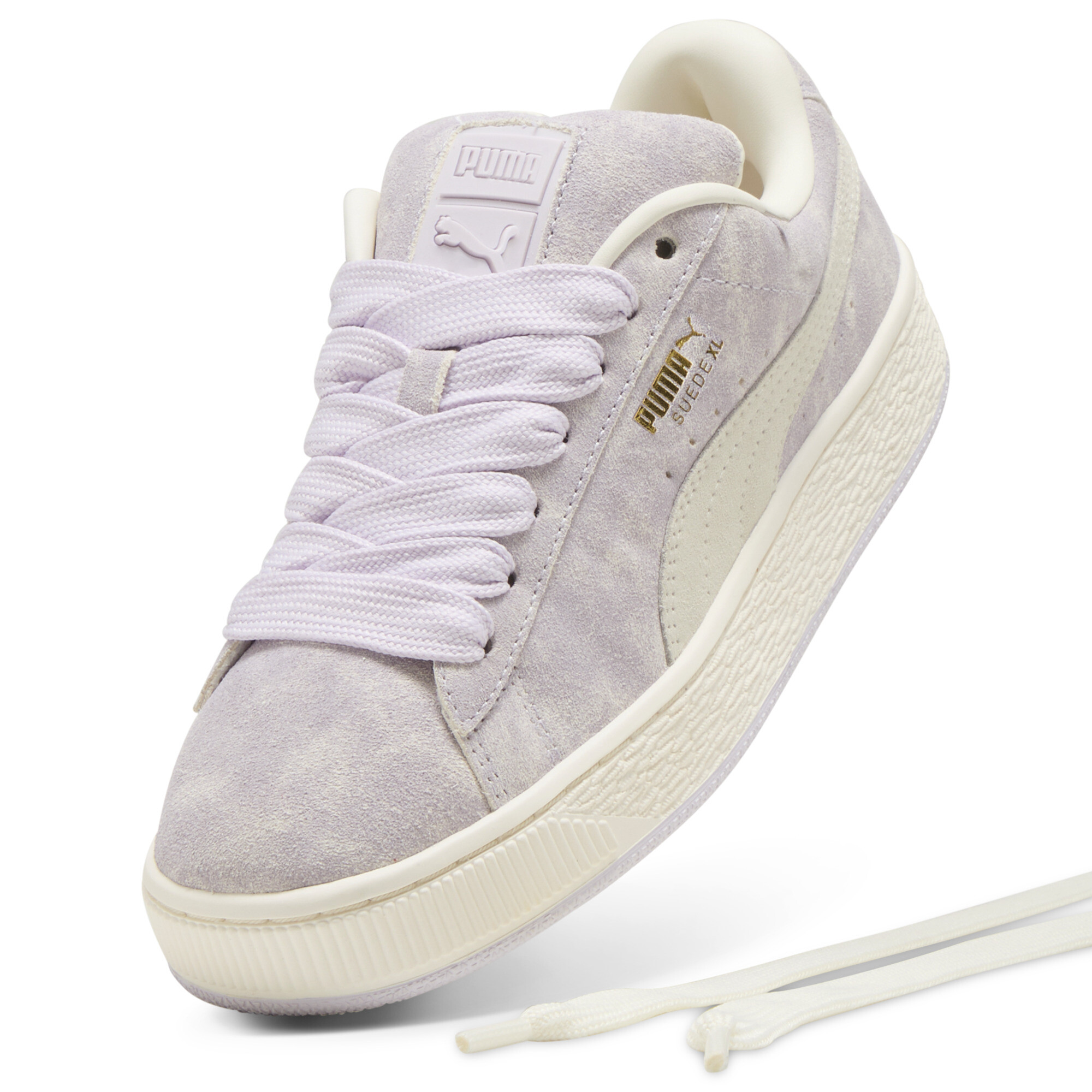 Suede XL verwassen sneakers, Wit/Goud, Maat 44,5 | PUMA